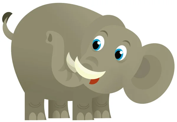 Cartoon Wildes Tier Glücklich Junger Elefant Auf Weißem Hintergrund Illustration — Stockfoto