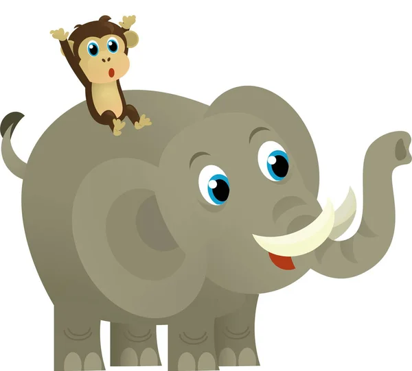 Cartoon Wild Animal Happy Young Elephant White Background Illustration Kids — Stock Photo, Image