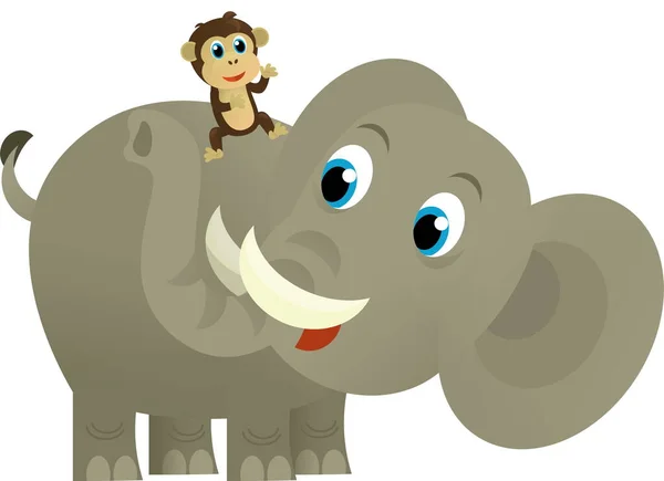 Desenhos Animados Animal Selvagem Feliz Jovem Elefante Fundo Branco Ilustração — Fotografia de Stock