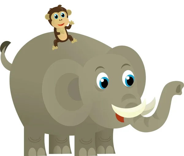 Desenhos Animados Animal Selvagem Feliz Jovem Elefante Fundo Branco Ilustração — Fotografia de Stock