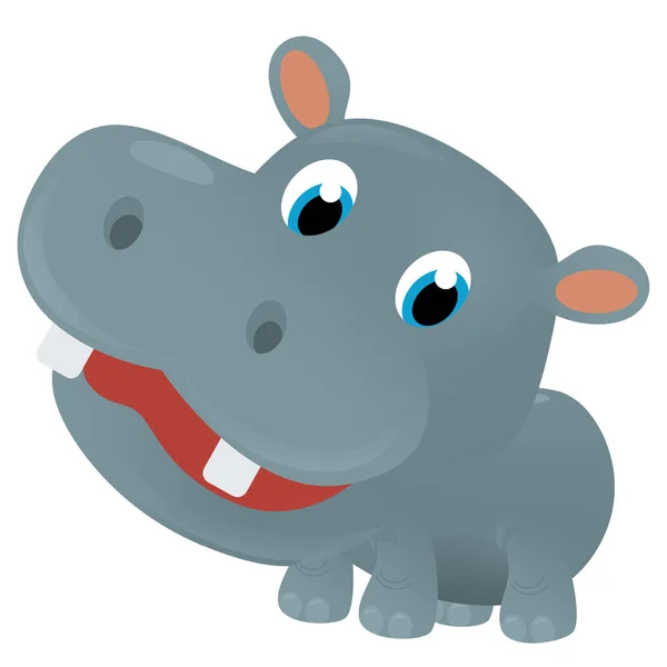 Escena Dibujos Animados Con Hipopótamo Animal Tropical Feliz Hipopótamo Sobre —  Fotos de Stock
