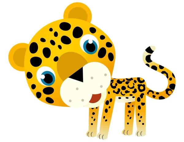 Scène Dessin Animé Avec Heureux Animal Tropical Chat Jaguar Guépard — Photo