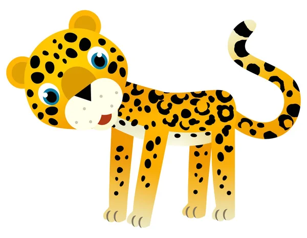 Cena Dos Desenhos Animados Com Feliz Animal Tropical Gato Jaguar — Fotografia de Stock
