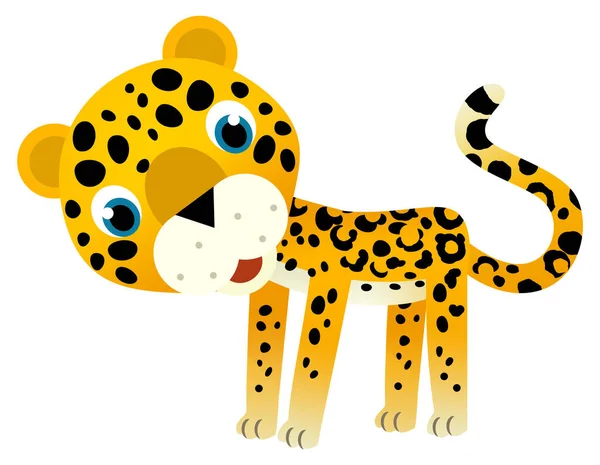 Scène Dessin Animé Avec Heureux Animal Tropical Chat Jaguar Guépard — Photo