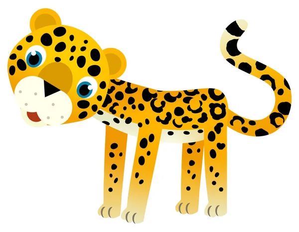 Cartoon Szene Mit Glücklichen Tropischen Tier Katze Jaguar Geparden Auf — Stockfoto
