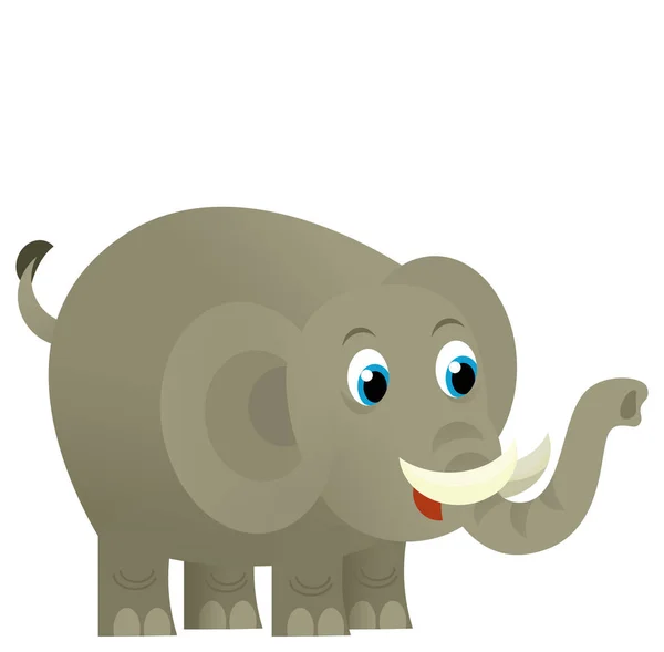 Cartoon Divoké Zvíře Šťastný Mladý Slon Jiným Zvířetem Přítel Bílém — Stock fotografie