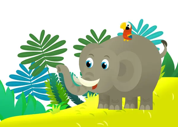 정글에서 친구와 코끼리 일러스트레이션 — 스톡 사진