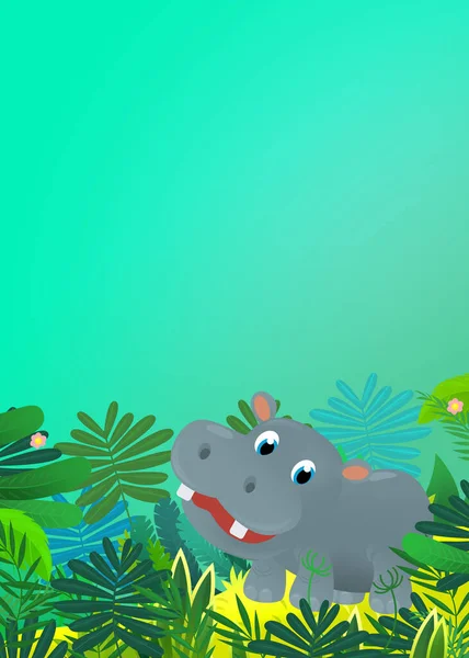 Desenhos Animados Animal Selvagem Feliz Jovem Hipopótamo Hipopótamo Com Outro — Fotografia de Stock