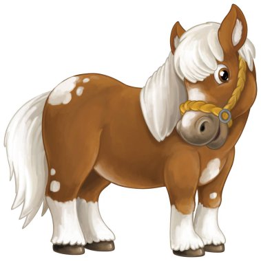 Karikatür at atlama gülümseyen ve - tarzı - seyir koşuyor mutlu izole - illüstrasyon çocuklar için