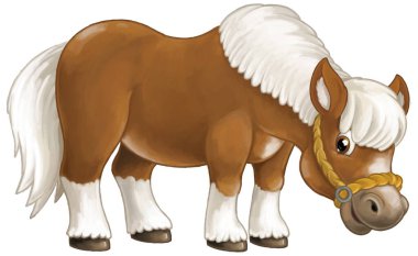 Karikatür at atlama gülümseyen ve - tarzı - seyir koşuyor mutlu izole - illüstrasyon çocuklar için