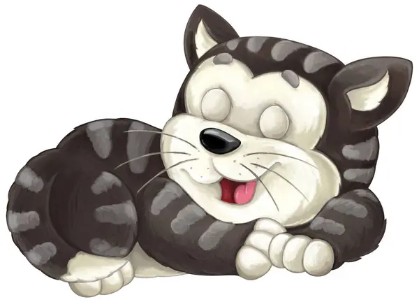 Dibujos Animados Granja Happyt Gato Doméstico Ciudad Divertirse Ilustración Aislada —  Fotos de Stock