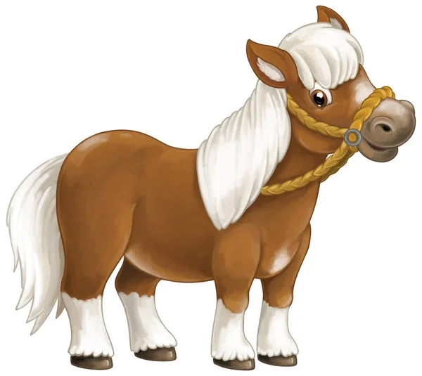 Cartoon Happy Horse Esecuzione Saltando Sorridente Alla Ricerca Stile Artistico — Foto Stock