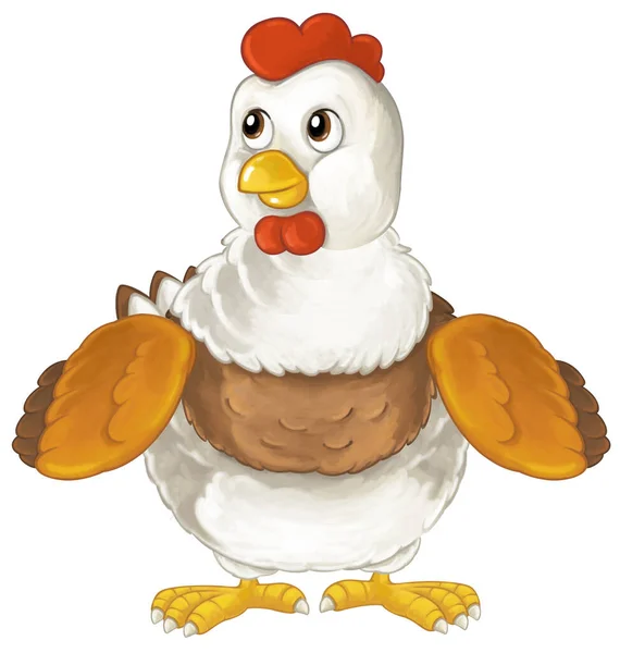漫画の面白い鳥の鶏の鶏の鶏は子供のための隔離されたイラストを分けました — ストック写真