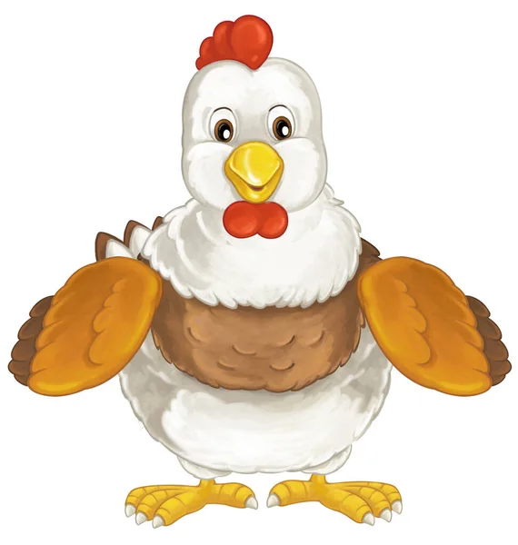 Cartoon Funny Bird Chicken Hen Isolated Isolated Illustration Kids — Stock Photo, Image