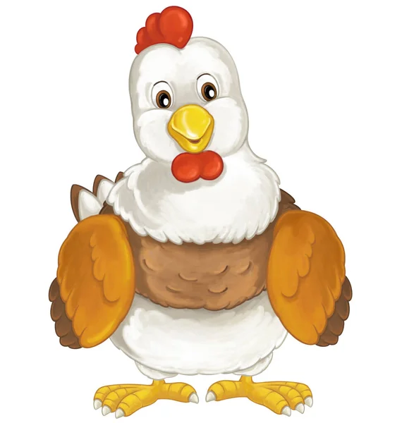 Cartoon Funny Bird Chicken Hen Isolated Isolated Illustration Kids — Stock Photo, Image