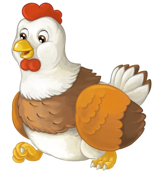 Kreskówka Śmieszne Kurczak Kura Izolowane Ilustracja Dla Dzieci — Zdjęcie stockowe