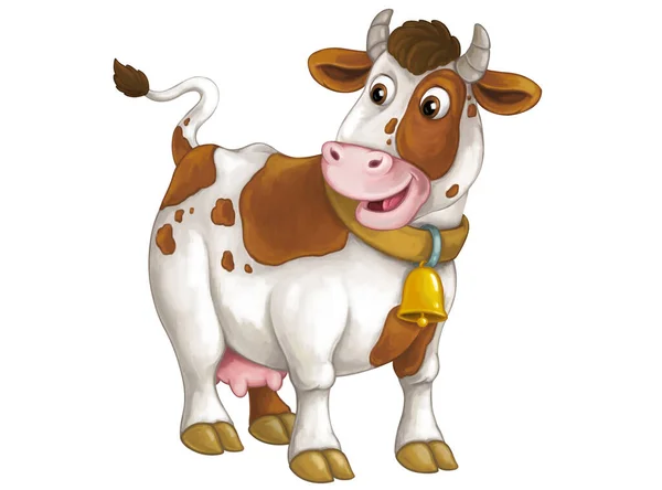 Cartoon Scene Happy Farm Animal Cow Looking Smiling Isolated Illustration — Stock Photo, Image