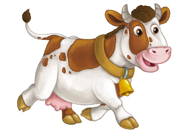 卡通片场景 农场里的奶牛看上去很开心 孩子们也会笑得很离谱 — 图库照片