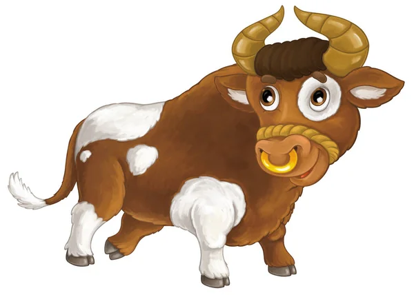 Cartoon Scene Happy Farm Animal Cow Looking Smiling Isolated Illustration — Stock Photo, Image