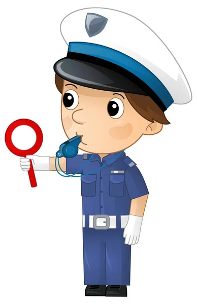 Cartoon Χαρακτήρα Αστυνομικός Αγόρι Στην Εργασία Απομονωμένη Εικόνα Για Παιδιά — Φωτογραφία Αρχείου