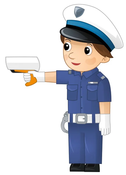 Personaje Dibujos Animados Policía Niño Trabajo Ilustración Aislada Para Childlren — Foto de Stock