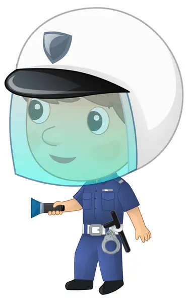 Cartoon Personaggio Poliziotto Ragazzo Felice Sul Lavoro Isolato Illustrazione Bambini — Foto Stock
