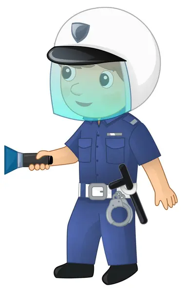 Cartoon Personaggio Poliziotto Ragazzo Felice Sul Lavoro Isolato Illustrazione Bambini — Foto Stock