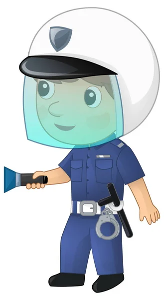 Cartoon Character Policeman Boy Happy Work Isolated Illustration Kids — Stock Photo, Image