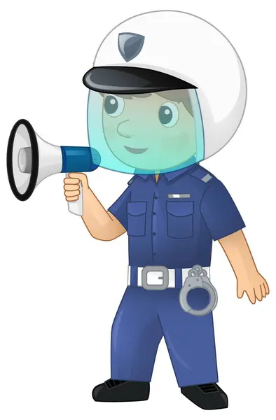 Personaje Dibujos Animados Policía Niño Feliz Trabajo Ilustración Aislada Para —  Fotos de Stock