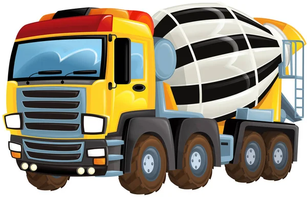 Cartoon Industry Heavy Duty Truck Concrete Mixer Illustration Kids — Stock Photo, Image