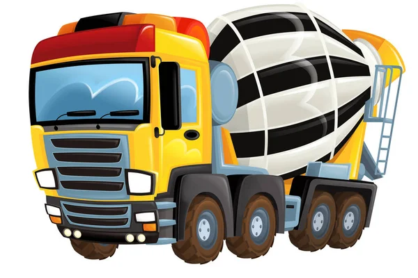 cartoon industry heavy duty truck concrete mixer illustration for kids