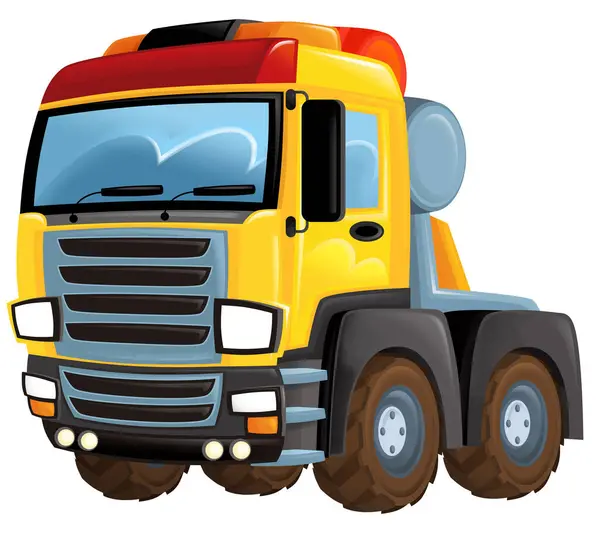 Funny Cartoon Tow Cargo Heavy Duty Truck Isolated Illustration Kids — Stock Photo, Image