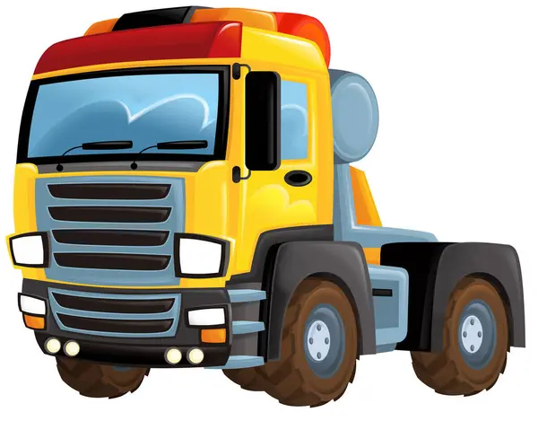 Grappige Cartoon Slepen Lading Zware Vrachtwagen Geïsoleerde Illustratie Voor Kinderen — Stockfoto