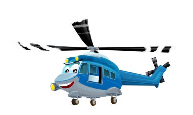 çizgi film mutlu helikopter makinesi beyaz arka planda - çocuklar için resimleme