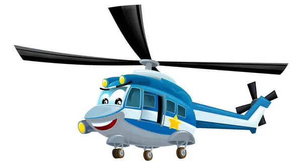 Kreslený Šťastný Vrtulník Stroj Bílém Pozadí Ilustrace Pro Děti — Stock fotografie