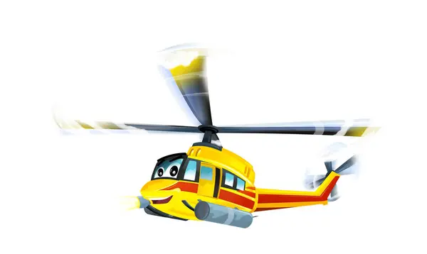 漫画救急車のヘリコプターは子供のためのイラストを隔離しました — ストック写真