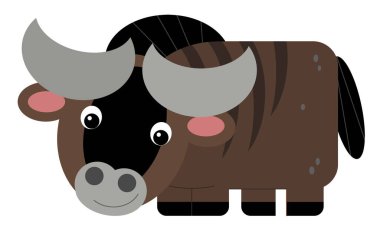 Çizgi film mutlu çiftlik hayvanı neşeli gnu çocuklar için izole bir illüstrasyon