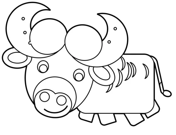 Cartoon Happy Farm Animal Cheerful Buffalo Isolated Illustration Kids — Stock Photo, Image
