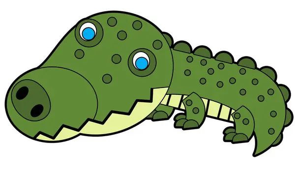 cartoon scene with happy crocodile alligator isolated illustration for kids