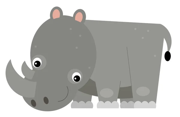 Мультяшная Сцена Носорогом Изолированная Иллюстрация Детей — стоковое фото