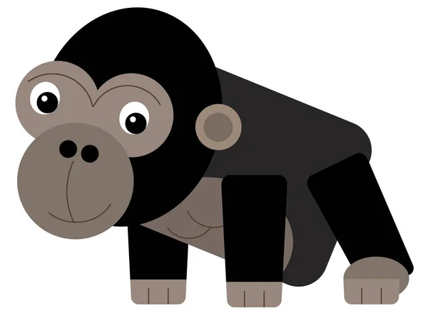 Cartoon Scene Monkey Gorilla Ape Isolated Illustration Children — Stock Photo, Image