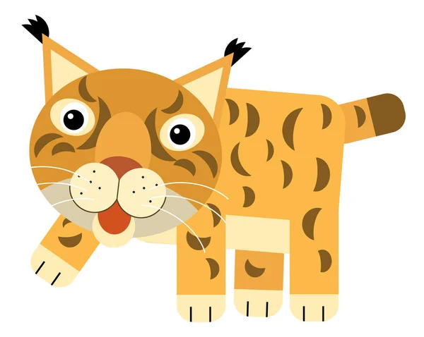 Cartoon Asian Scene Happy Cat Lynx Isolated Illustration Kids — Stock Photo, Image