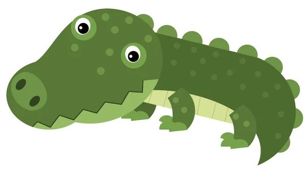 Cartoon Scene Happy Crocodile Alligator Isolated Safari Illustration Kids — Stock Photo, Image