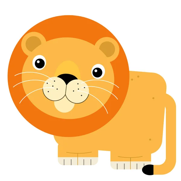 cartoon scene with happy cat lion isolated safari illustration for kids