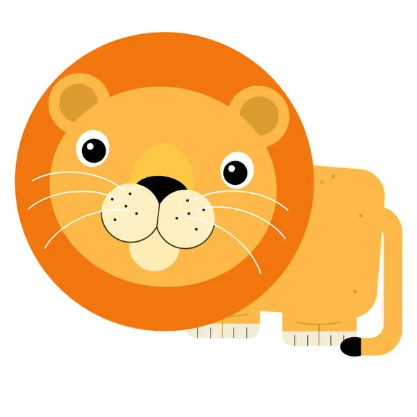 cartoon scene with happy cat lion isolated safari illustration for kids
