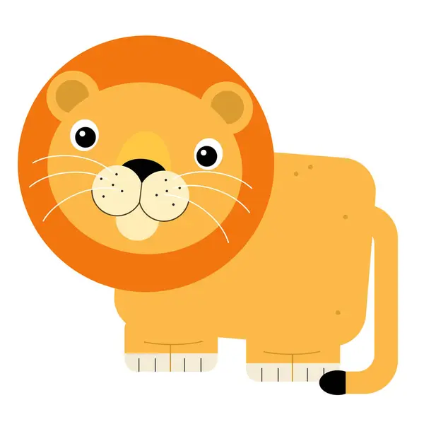 Kreslené Scény Šťastný Kočka Lev Izolované Safari Ilustrace Pro Děti — Stock fotografie