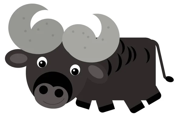 Cartoon happy farm animal cheerful buffalo isolated isolated safari illustration for kids