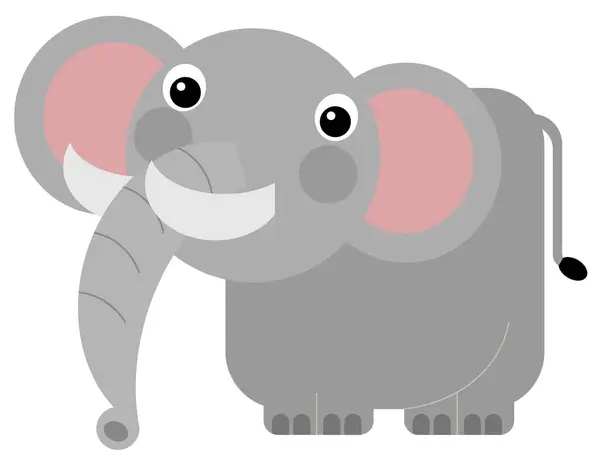 Cartone Animato Animale Selvatico Felice Giovane Elefante Isolato Illustrazione Bambini — Foto Stock