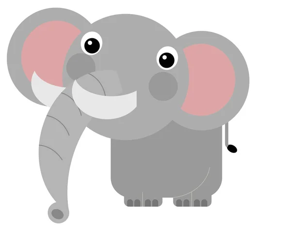 Cartone Animato Animale Selvatico Felice Giovane Elefante Isolato Illustrazione Bambini — Foto Stock