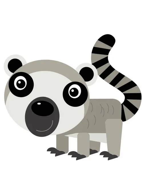 cartoon scene with tropical animal happy lemur isolated illustration for kids